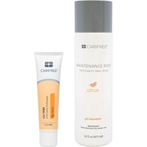 CariFree Maintenance & Prevention Kit, Mint | Anti-Cavity Fluoride Toothpaste & Mouthwash Freshens Breath and Moistens Mouth | Dentist Recommended for Oral Care (2 Piece Set)(Citrus)