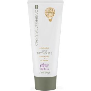CariFree Naturals Kids Toothpaste | Fluoride-Free, 40% Xylitol, Organic Wild Berry Flavor, pH Elevated, Safe if Swallowed, Sugar-Free, 2.4 oz, Dentist Developed (Pack of 4)(Wild Berry)